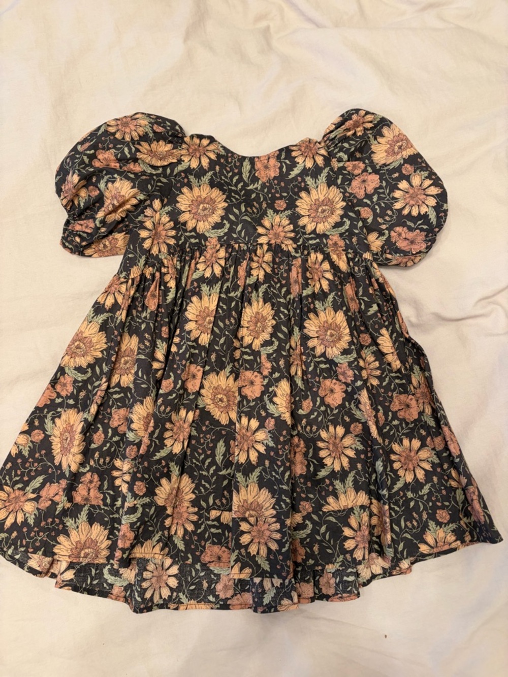Noralee Holiday Black Floral Puff-Sleeve Dress